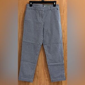 TALBOTS NEW PERFECT CROP PANTS SZ 2 GINGHAM NAVY/WHITE